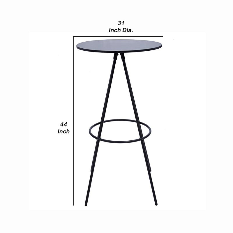 44 Inch Modern Bar Table, Hairpin Legs, Spacer, Composite Wood Surface-Benzara