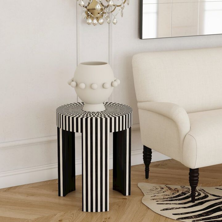 Butler Specialty Rimma Bone Inlay Side Table, Black and White