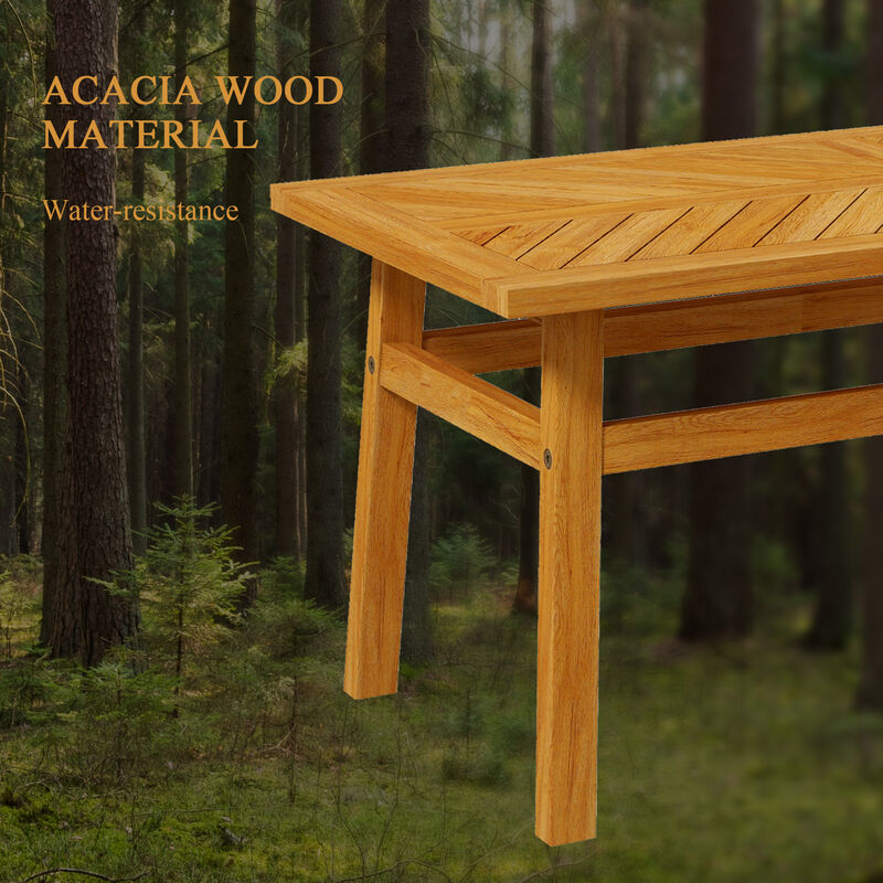 Outdoor Coffee Table Acacia Wood for Garden Backyard, Natural Wood