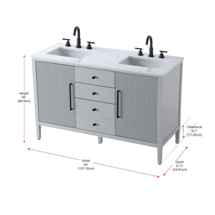 Elegant Kitchen and Bath 54 inch Double Bathroom Vanity in Grey