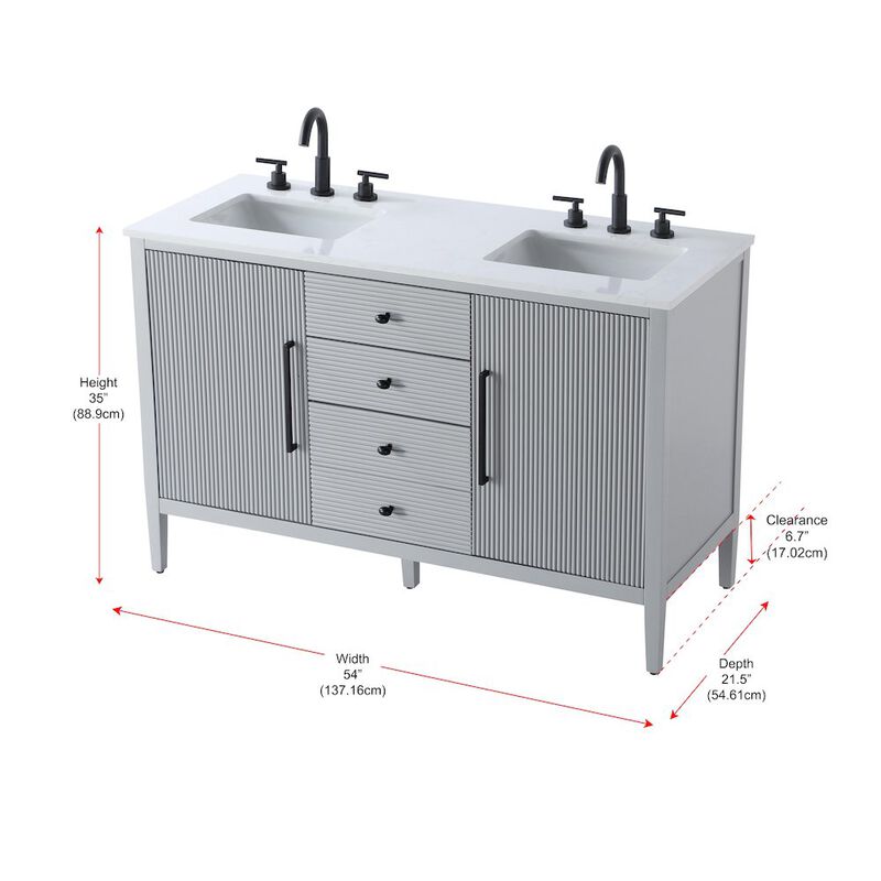 Elegant Kitchen and Bath 54 inch Double Bathroom Vanity in Grey