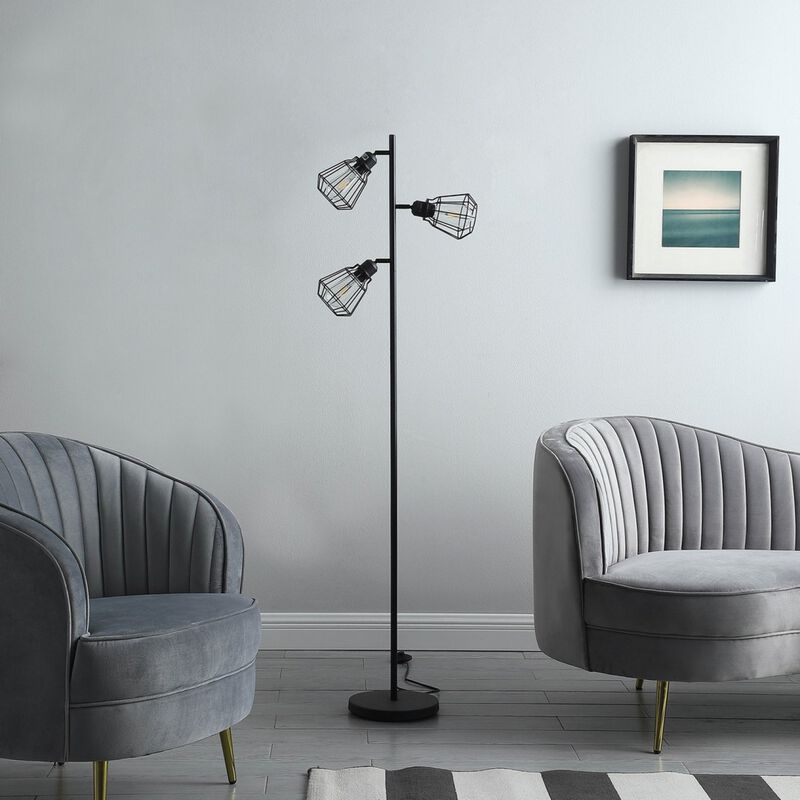 Streamdale 65'' In Adjustable Cage Shade Industrial Farmhouse Metal Floor Lamp image number 2