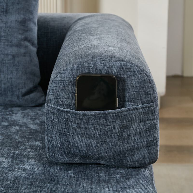 Convertible Folding Mattress Couch, Chenille Floor Sofa with Armrest, Floor Sofa Lounge Couch image number 6