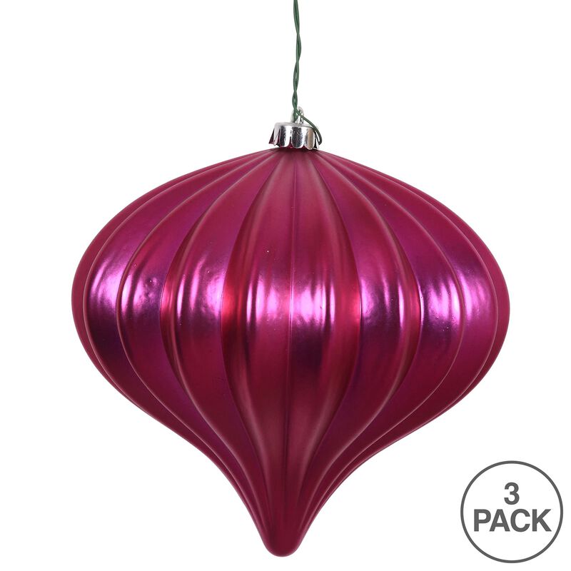 Vickerman 5.7" Wine Shiny Onion Christmas Ornament, UV Treated, Set of 3 image number 4