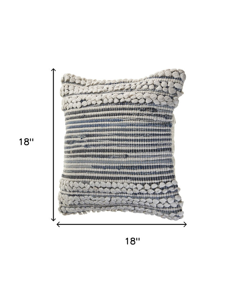 HomeRoots Set of Two 18" Blue And Ivory Cotton Throw Pillows with Texture image number 4