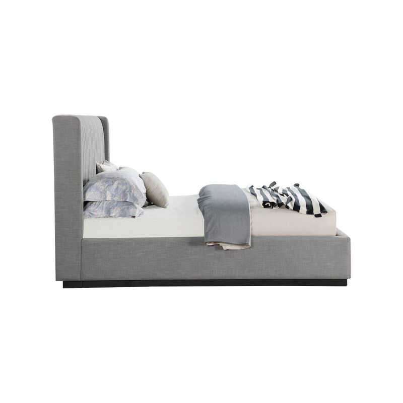 Meridian Furniture Logan Grey Linen Textured Fabric King Bed