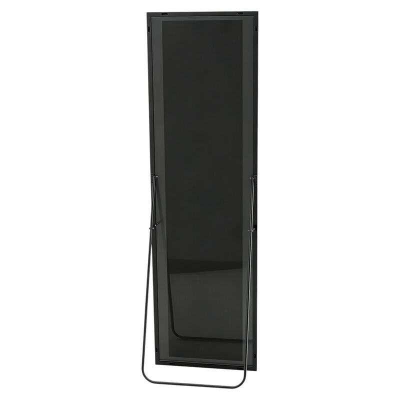 HomeRoots 64" Black Aluminum Freestanding And Wall Mounted Framed Full Length Mirror image number 2