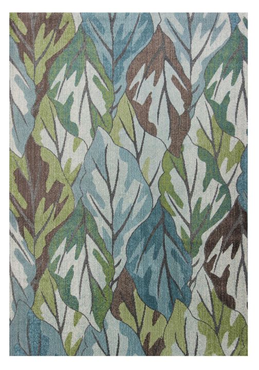 HomeRoots 8' X 11' Ivory Blue And Green Tropical Botanical Area Rug