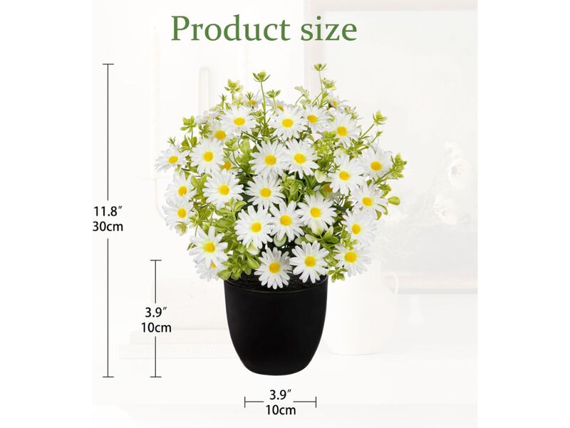 White Artificial Daisy Flowers Garden Porch Decor Pot 12 Inch image number 2