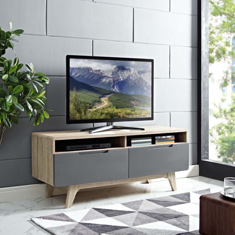 Modway Origin Mid-Century Modern 47 Inch TV Stand in Natural Gray image number 1