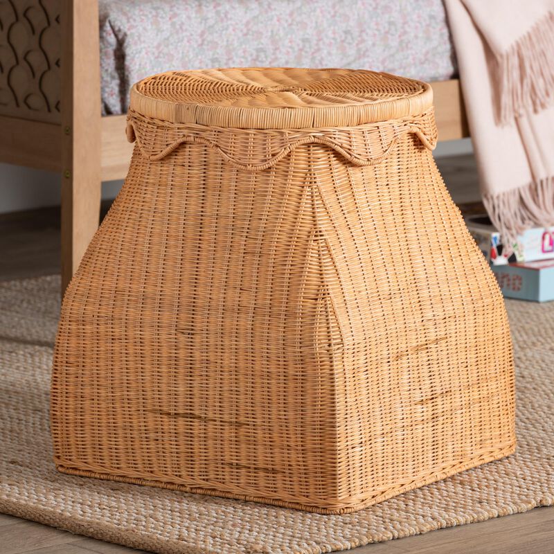 bali & pari Ada Natural Rattan Laundry Hamper - Handwoven Wicker Storage Basket for Laundry Room, Bathroom, or Bedroom Organization image number 5