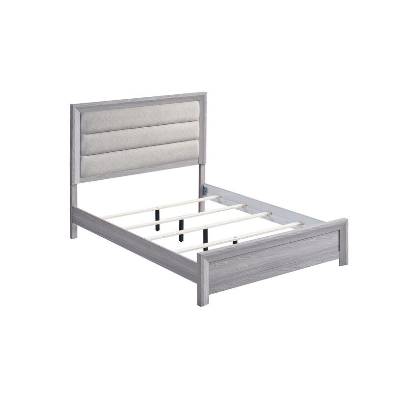 Laide King Bed with Channel Tufted Upholstered Headboard, Driftwood Gray image number 3