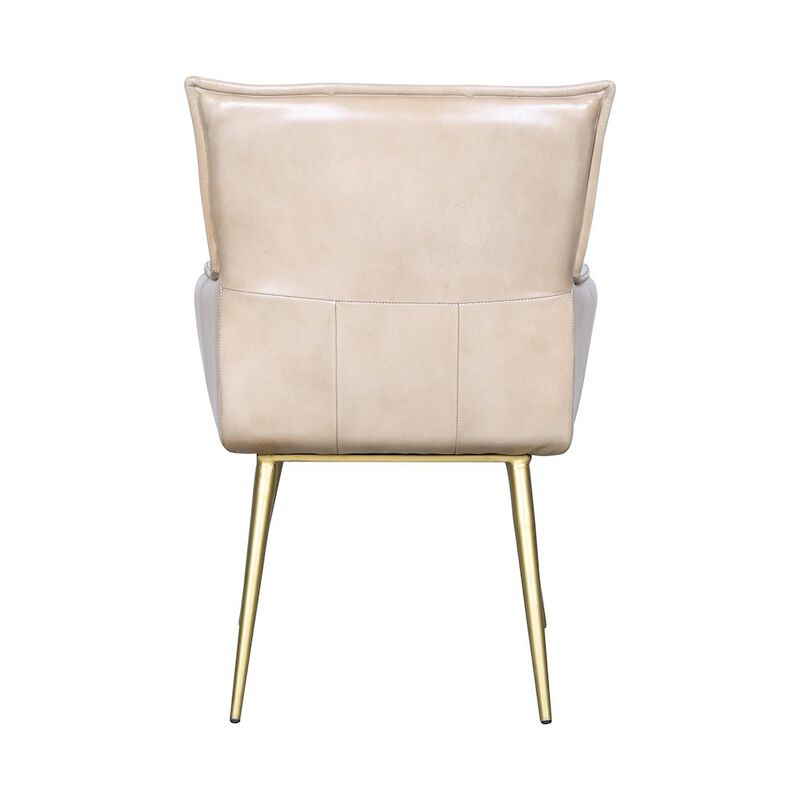 World Interiors Thorpe Surrey Armchair in in Antique Ivory Leather and Gold Legs image number 3