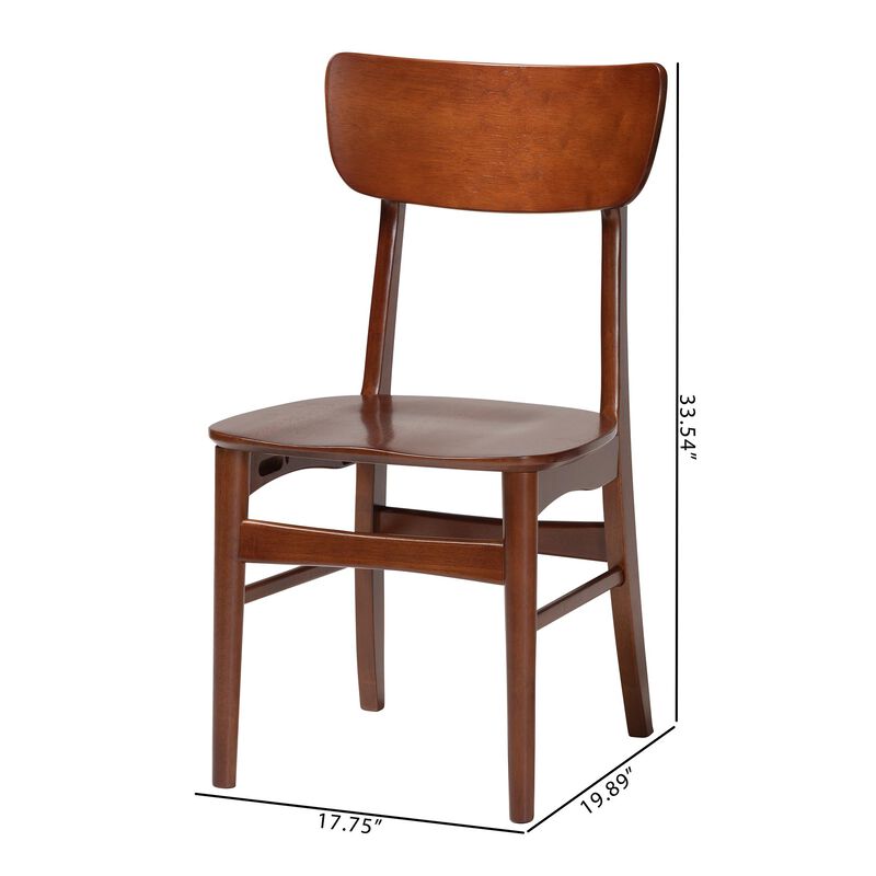 Baxton Studio Netherlands Mid Century Scandinavian Dark Walnut Bent Wood Dining Side Chair