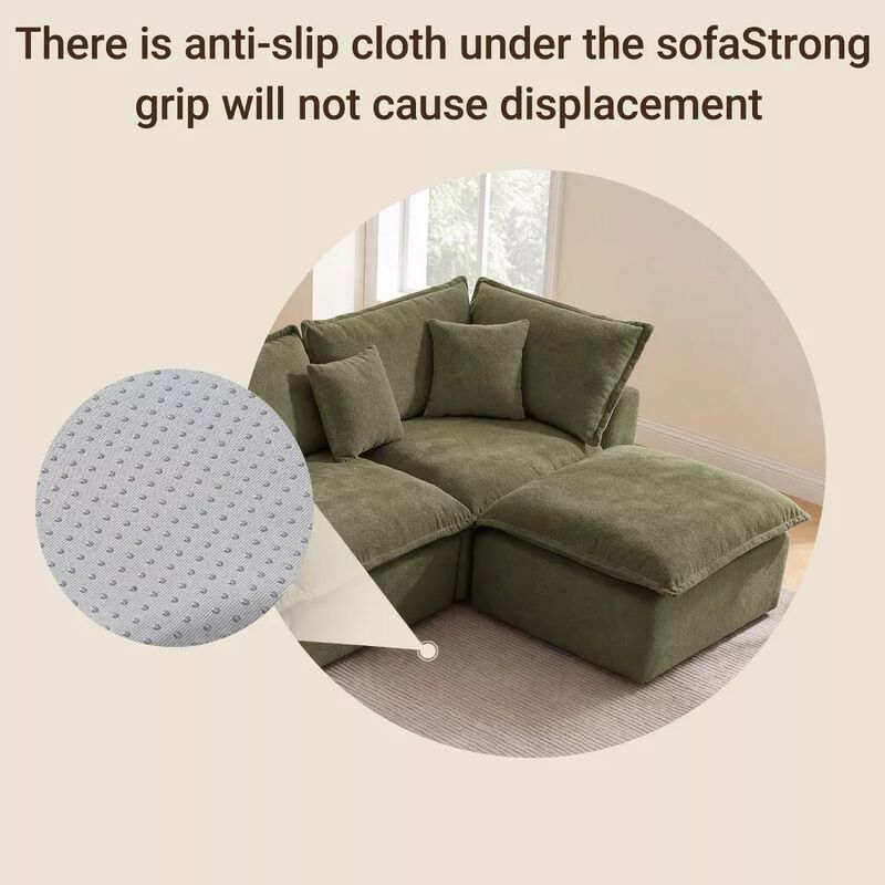 Vipbear 130 Inch Oversized Modular L Shaped Cloud Sectional Sofa with Movable Ottoman, Living Room image number 5