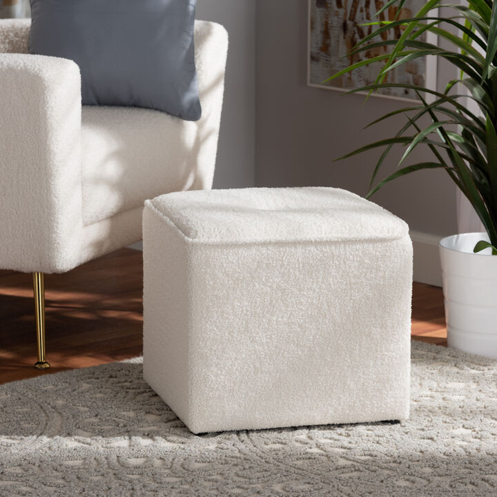Baxton Studio Isaiah Modern and Contemporary Ivory Boucle Upholstered Ottoman