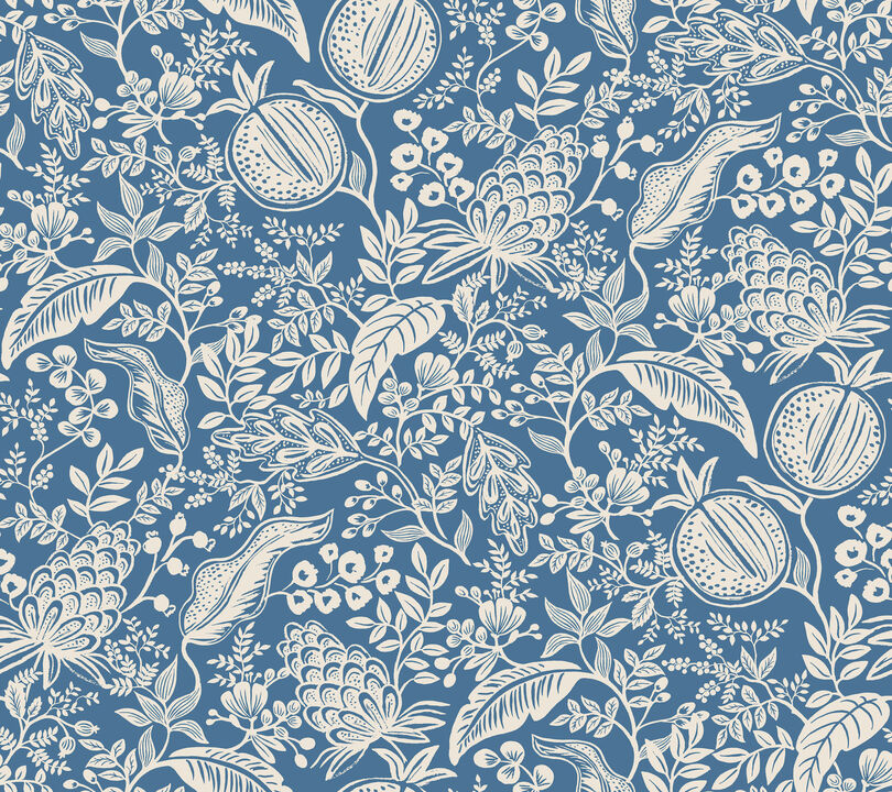 Pomegranate Blue & Ivory Peel & Stick Wallpaper