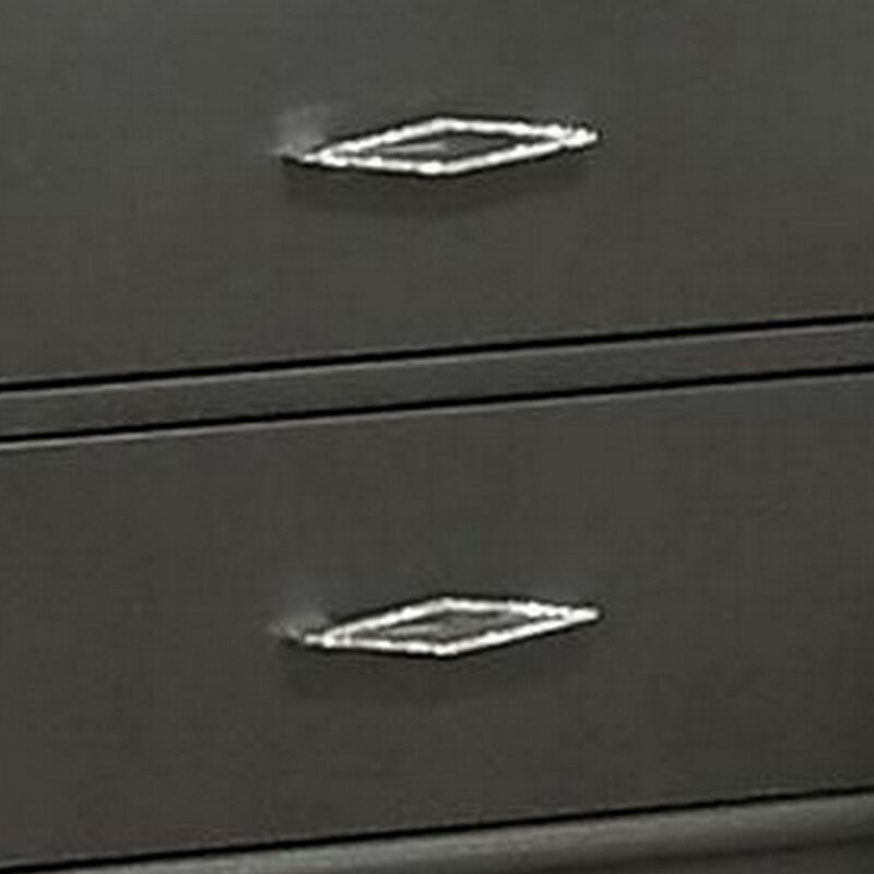 Queen Bedroom Set, Dark Gray, Metallic Gray Wood, 3 Piece Set with 2 Nightstands image number 5