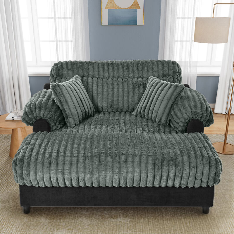 Merax Plush Faux Rabbit Fur Chaise Sofa image number 2