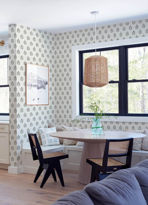 Ervic Charcoal Leaf Block Print Wallpaper