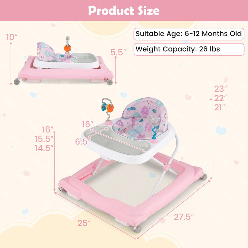 Foldable Baby Walker with Removable Seat and Adjustable Height image number 2