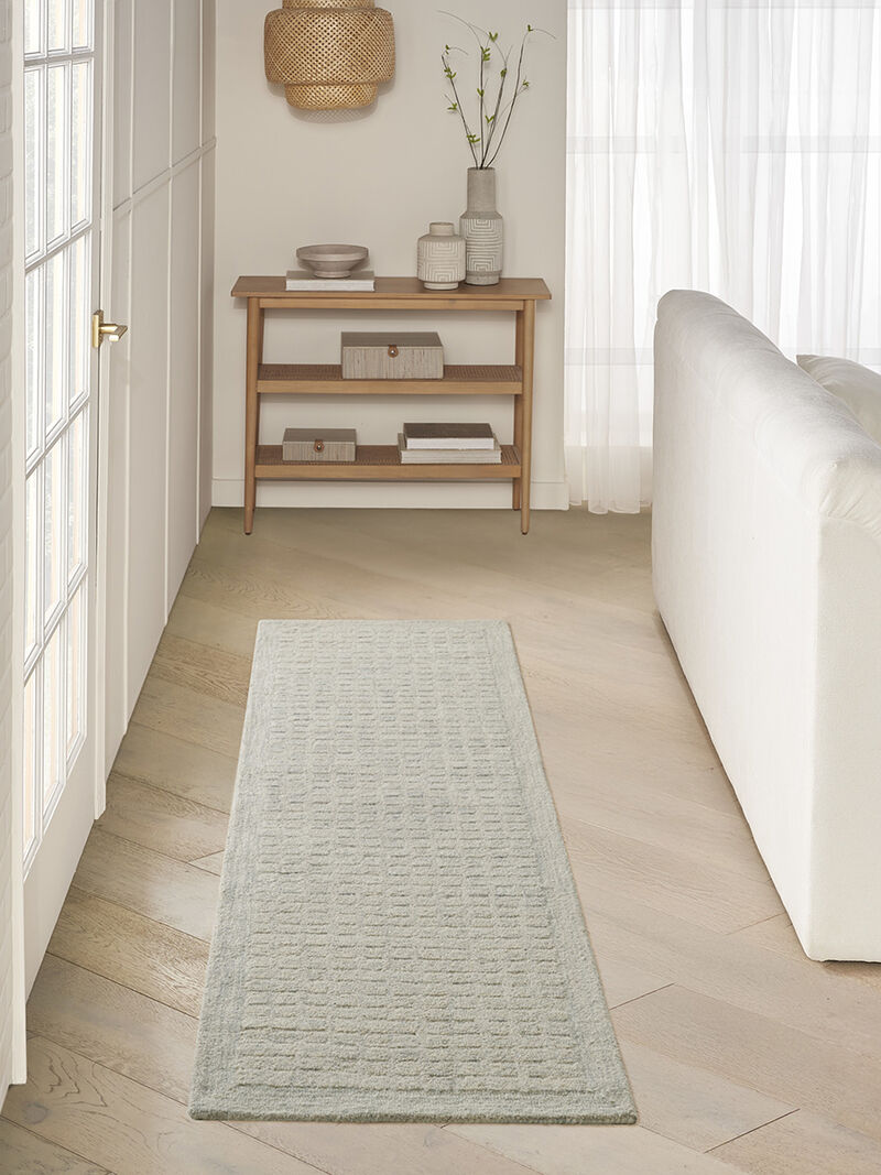 Pure Grids PGR01 Light Blue 2'3" x 7'6" Rug image number 6