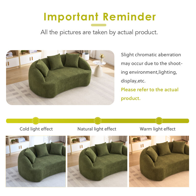 Whisen 65" Chenille Loveseat, 2-Seat Modular Sofa with 3 Pillows for Living Room, Apartment, Office image number 6