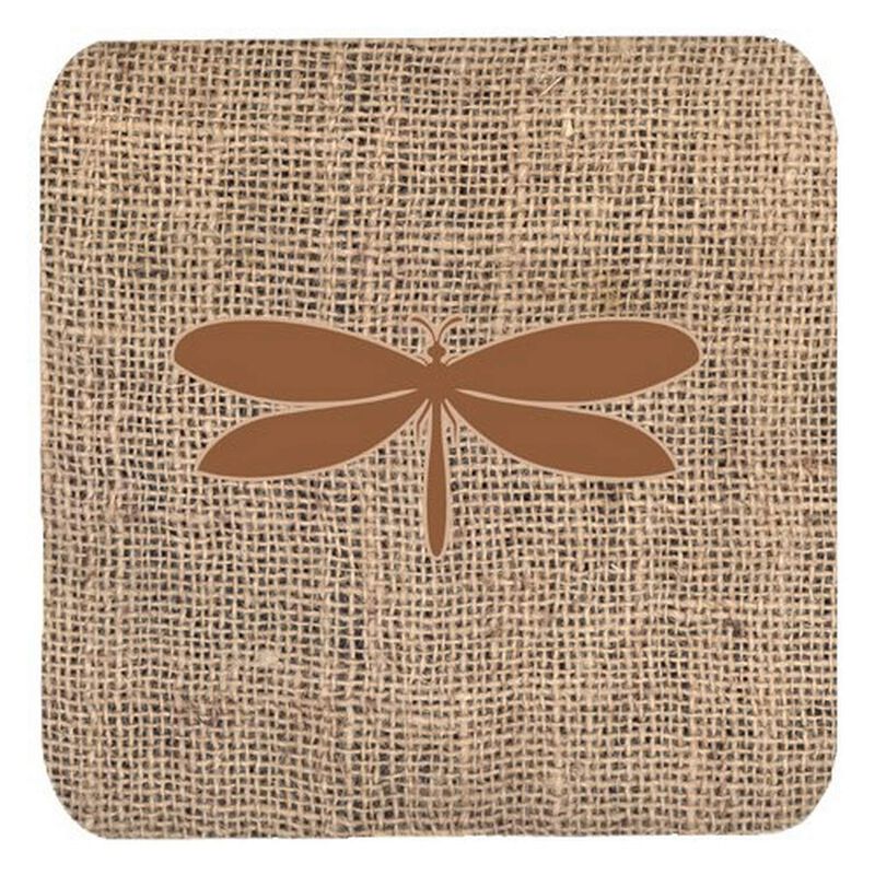 Caroline's Treasures BB1061-BL-BN-FC Moth Burlap and Brown Foam Coasters (Set of 4), 3.5 H x 3.5 W, Multicolor