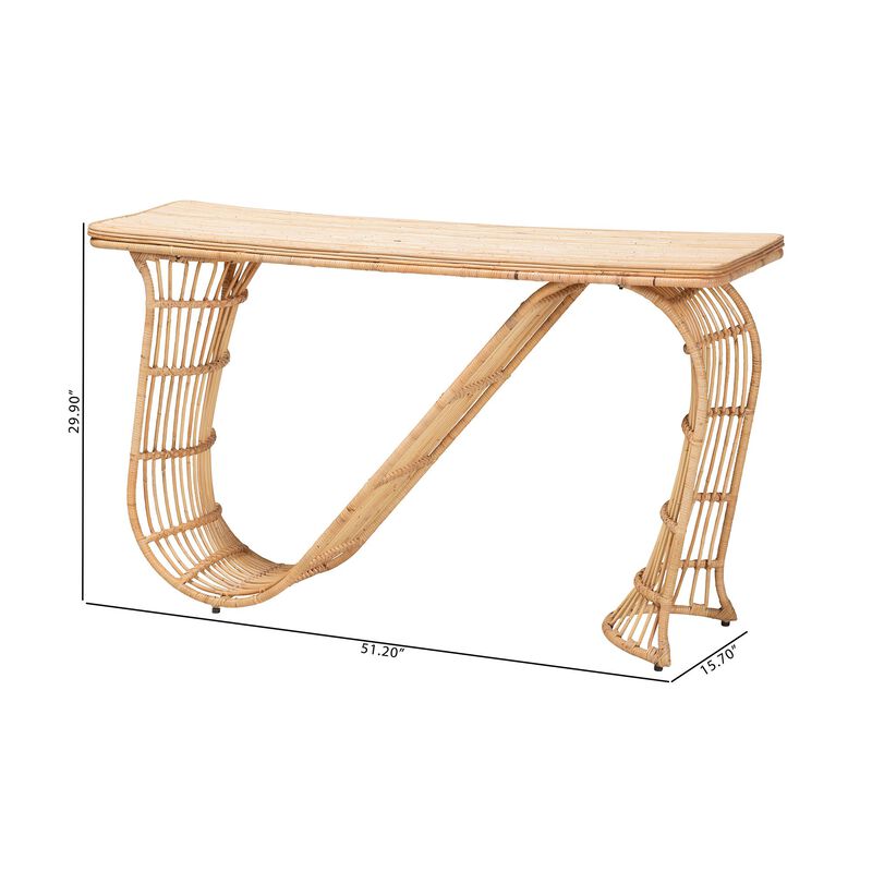bali & pari Araceli Rattan S-Curve Console Table - Handwoven Wicker Sculptural Accent Table for Living Room or Entryway image number 8