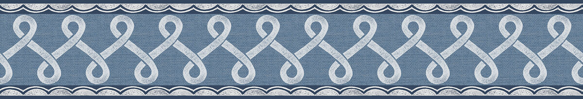 Scalloped Ribbon Blue Trim Wall Border (Set of 2)