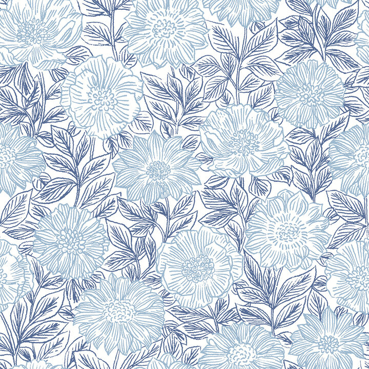 Faustin Navy Floral Wallpaper