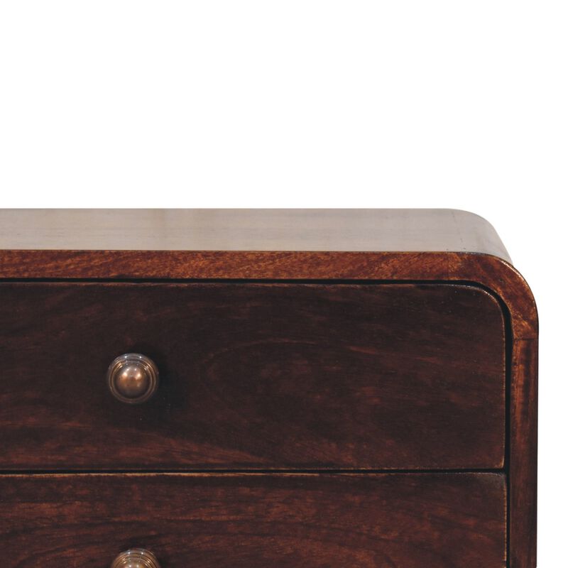 Artisan Furniture Solid Wood Curved California Walnut Wall Mounted Bedside