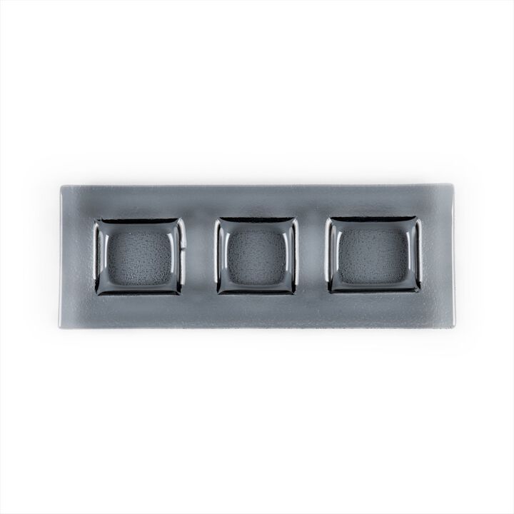Turgla Fusion Glass 12.25" x 4" Rectangular Charcoal Glass Sectional Plate (Set of 2)