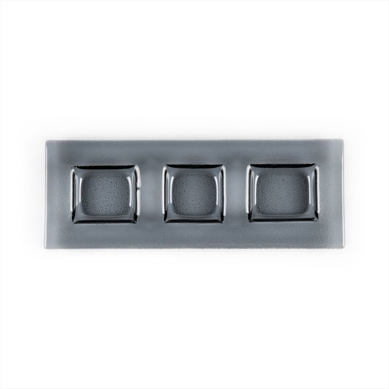 Turgla Fusion Glass 12.25" x 4" Rectangular Charcoal Glass Sectional Plate (Set of 2) image number 1
