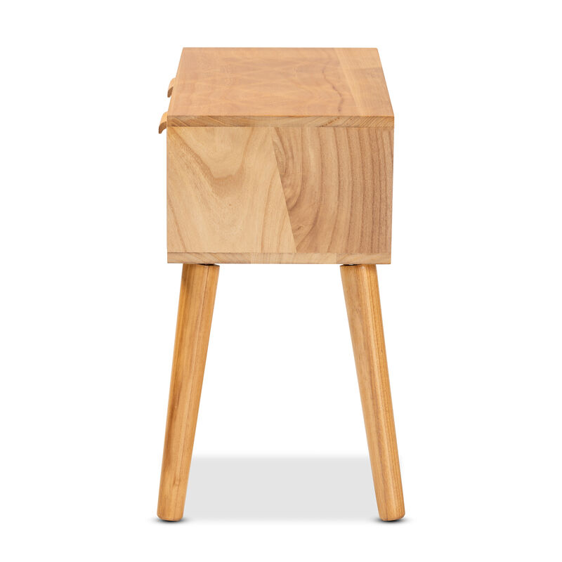 Baxton Studio Falan  Oak Brown Finished Wood 2 Drawer Console Table with Rattan