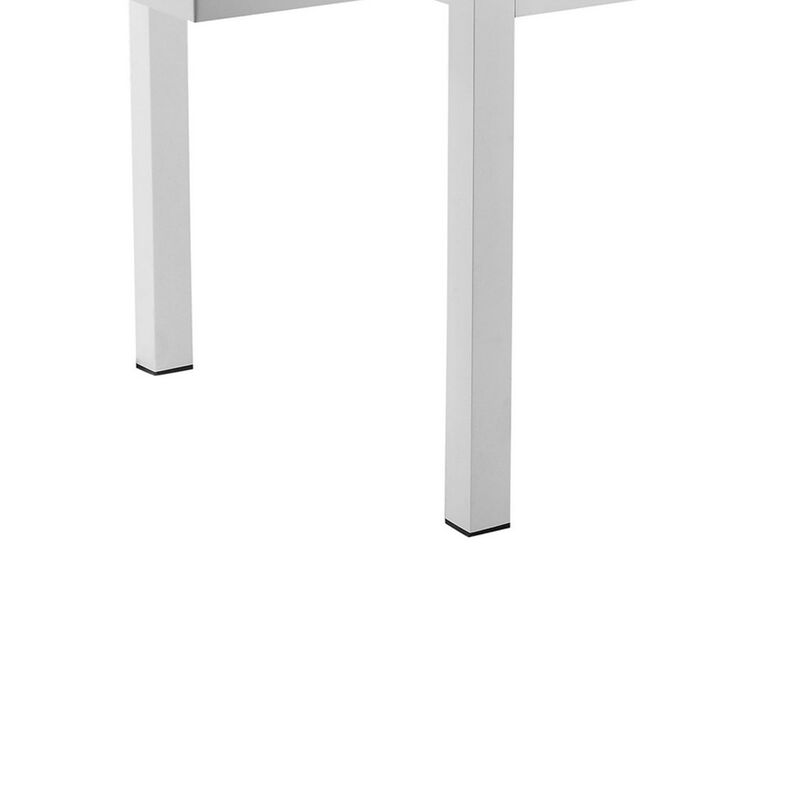 Meta 95 Inch Extendable Dining Table, White Aluminum Frame, Plank Top image number 3
