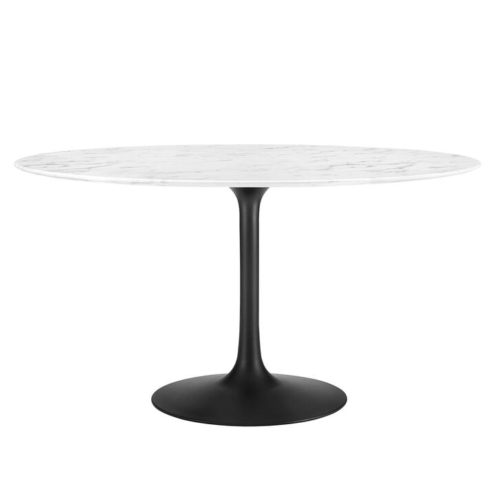 Modway - Lippa 54" Round Artificial Marble Dining Table Black White