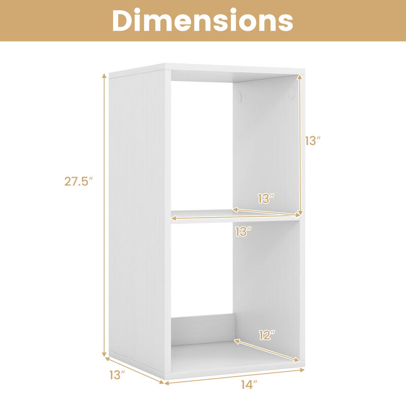 2 Cube Bookshelf with Back Guardrail for Living Room Bedroom