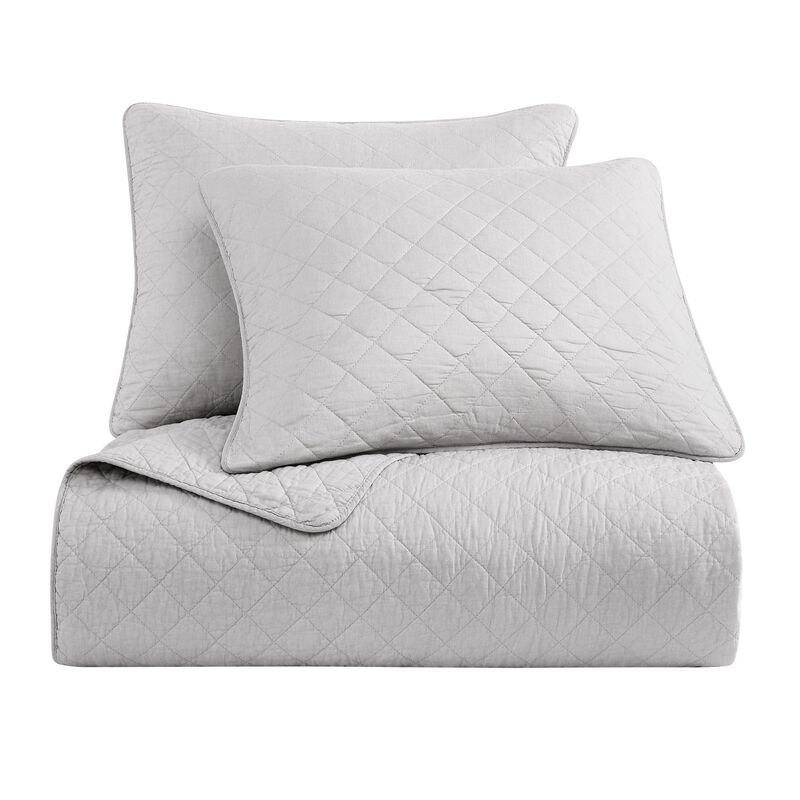 Cotton Comfort Full/Queen Gray Quilt Set image number 0