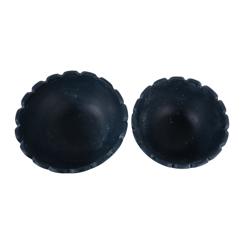 S/2 10/12" Scallop Edge Terracotta Bowls, Blue image number 4