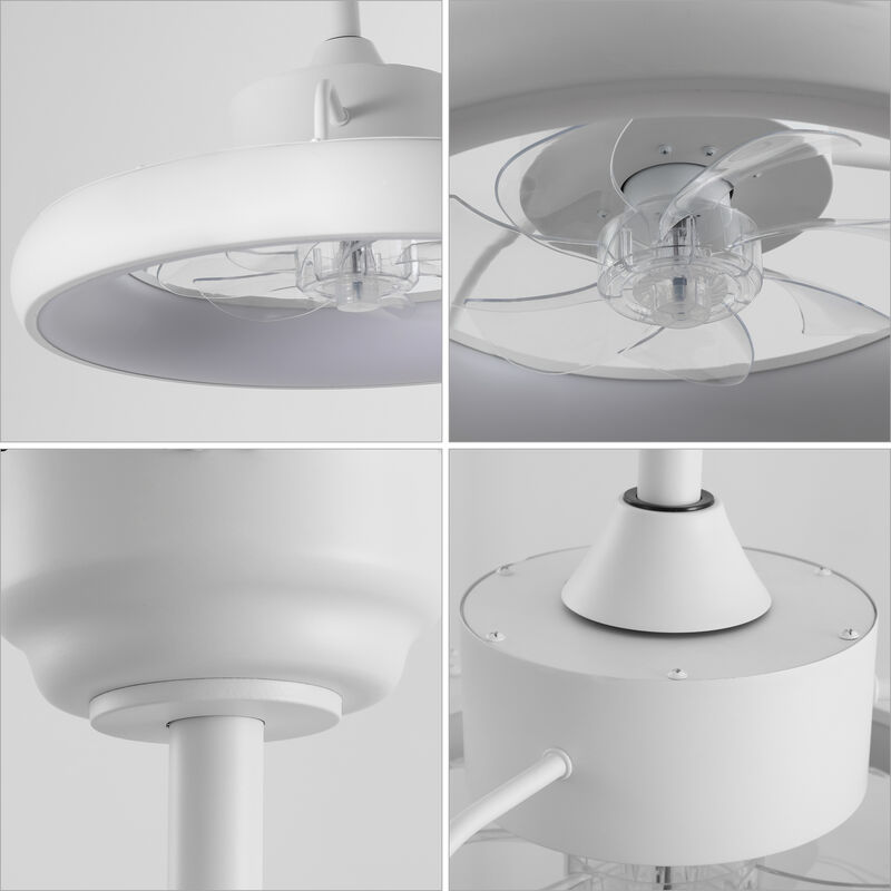 Loren Modern Contemporary 6-Speed Metal Mobile-App/Remote-Controlled Dimmable Smart Integrated LED Ceiling Fan