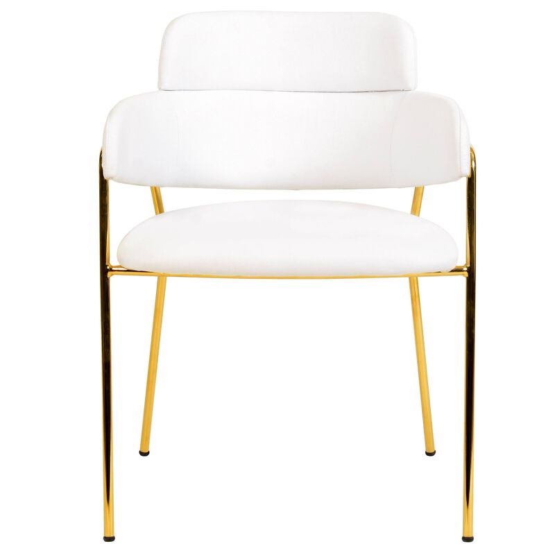 Axis Upholstered Dining Chairs Curved Open-Back & Gold Legs Set of 4 in