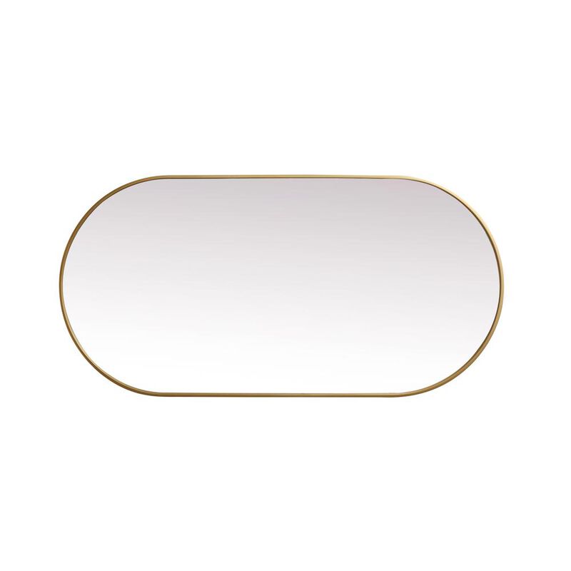 Elegant Decor Metal Frame Oval Mirror 30x60 Inch in Brass