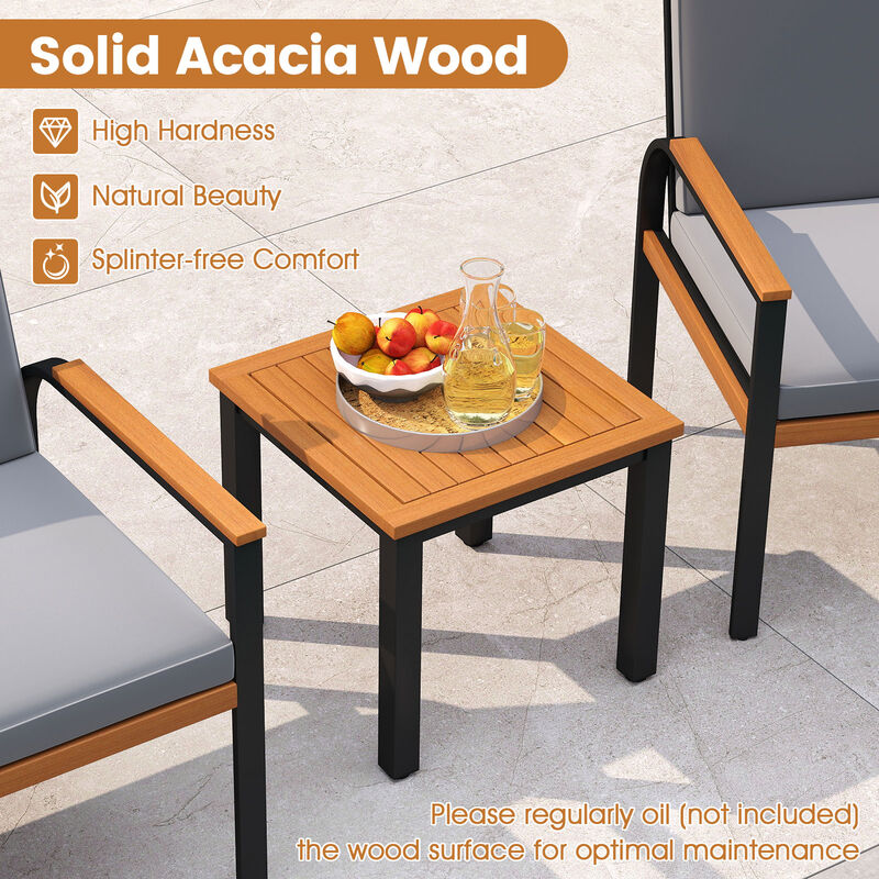 Grey 3-Piece Patio Conversation Set with Chairs and Coffee Table image number 7