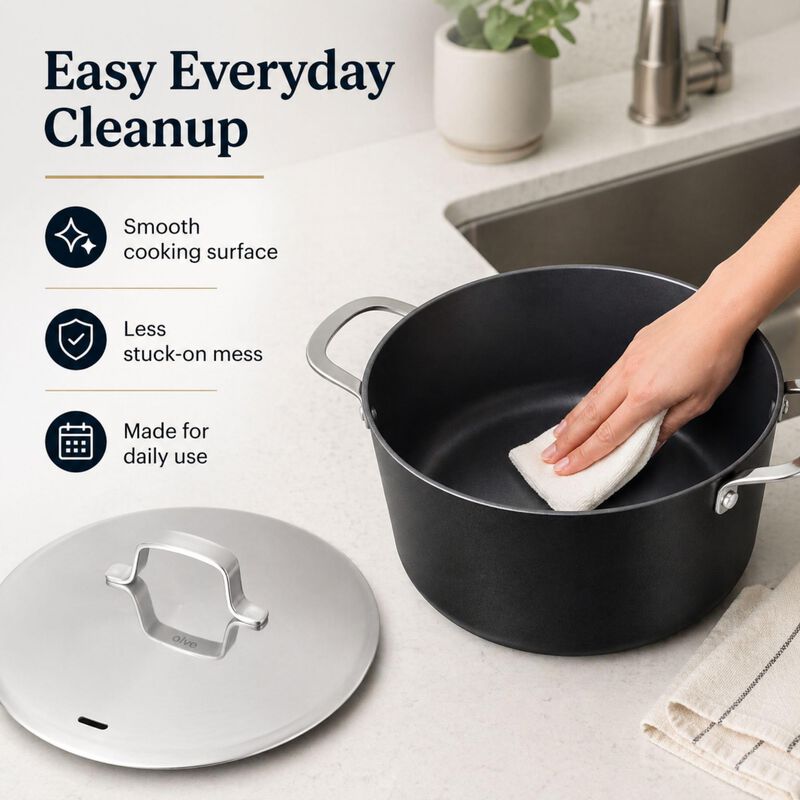 Alva Maestro Nonstick Ceramic Stock Pot with Lid 4.5Qt. - Easy to Clean, Oven Safe and Made without PFAS, PFOA & PTFE - Induction and All Stovetop Compatible with Even Heat Distribution image number 5