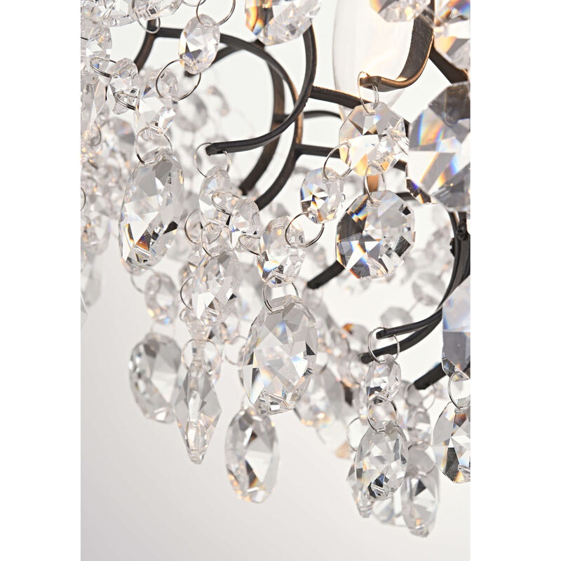 Dahlia Elegant Indoor 3-light Antique Black Crystal Flush Mount image number 5