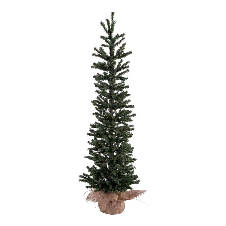 Vickerman 3' Mini Pine Artificial Christmas Tree Unlit, Seasonal Indoor Home Decor with Decorative Burlap Base