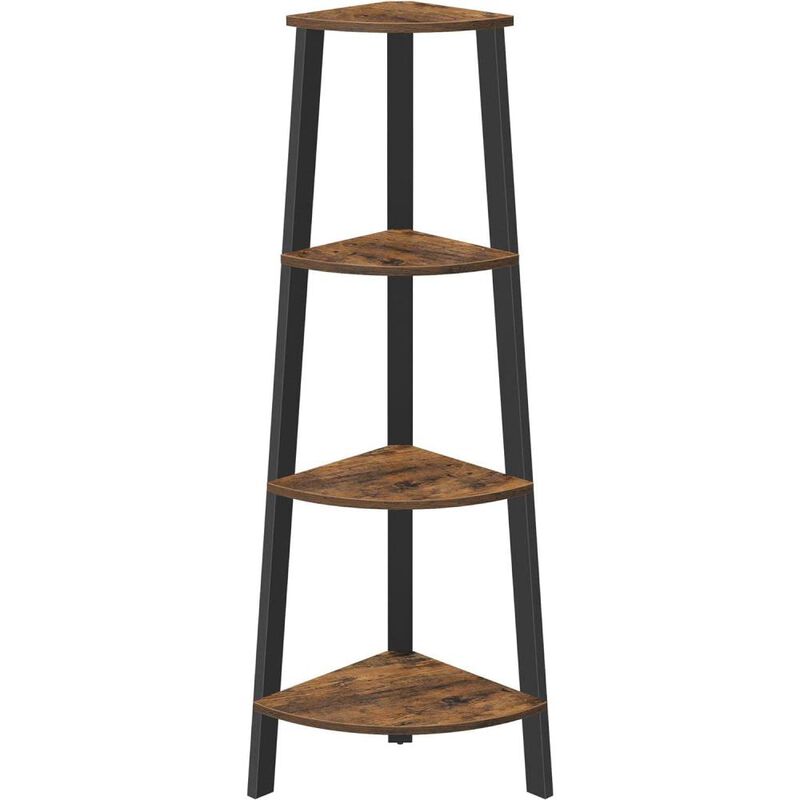 Hivvago Narrow 3-Shelf Corner Shelving Unit Plant Stand Bookcase in Brown Black Wood