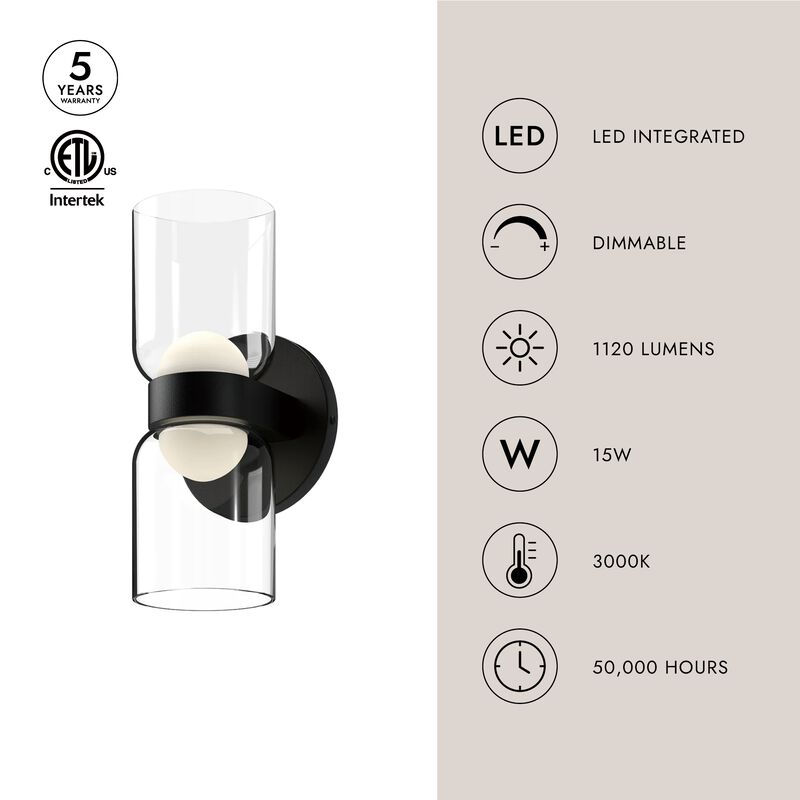 Cedar 11-in Damp-Rated Dimmable LED Wall Sconce image number 3