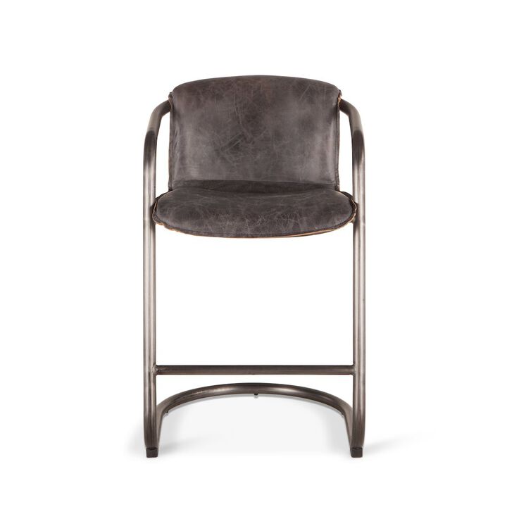 World Interiors Chiavari Counter Chairs in Antique Ebony Leather and Steel